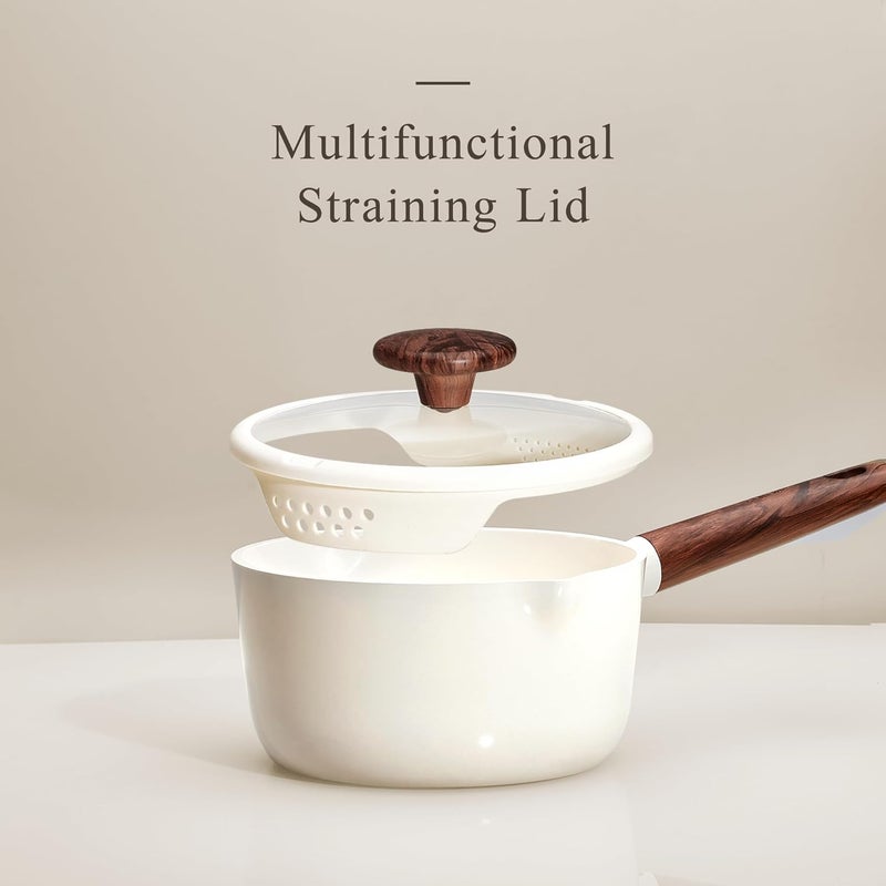 CAROTE 2QT & 3QT Sauce Pan Sets with Lid & Ladle Ceramic Nonstick Pot Set Non Toxic Saucepan Small Kitchen Cooking Pots, Easy to Clean, Induction Comptable, PFAS PTFE Free - Image 5